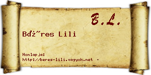 Béres Lili névjegykártya